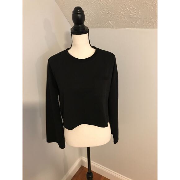 Free People Movement Sunny Black Cropped Sweatshirt - Size Medium - Picture 1 of 10